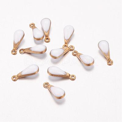 Antique Golden Plated Brass Enamel Teardrop Charms KK-Q571-01B-1