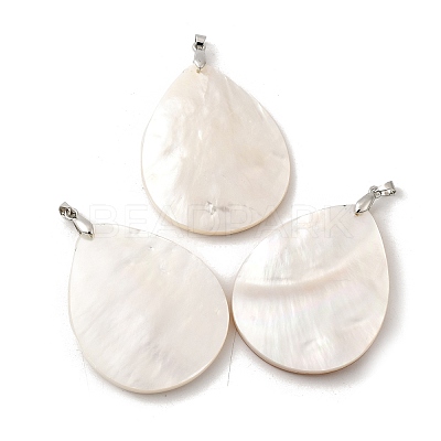 Natural White Shell Mother of Pearl Shell Big Pendants SSHEL-L008-40P-1