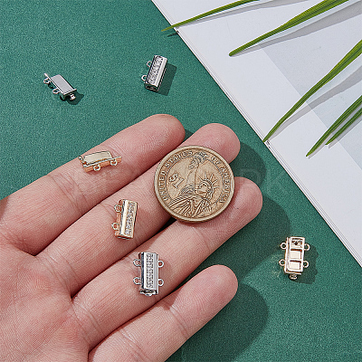 4Pcs 2 Colors Brass Micro Pave Clear Cubic Zirconia Slide Lock Clasps DIY-PH0033-43-1