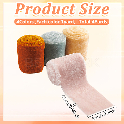 4 Yards 4 Colors Frayed Velvet Ribbon SRIB-WR0001-08A-1