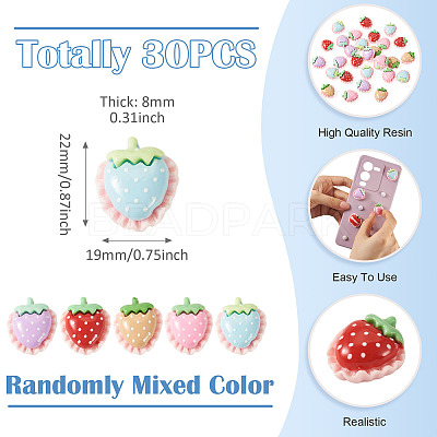 30Pcs Opaque Resin Cabochons RESI-TA0005-79C-1