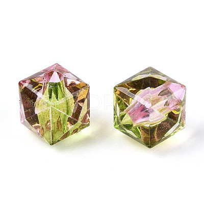 Two Tone Transparent Spray Painted Acrylic Beads ACRP-T005-26J-1