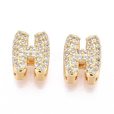 Brass Micro Pave Clear Cubic Zirconia Beads KK-T071-17G-H-1