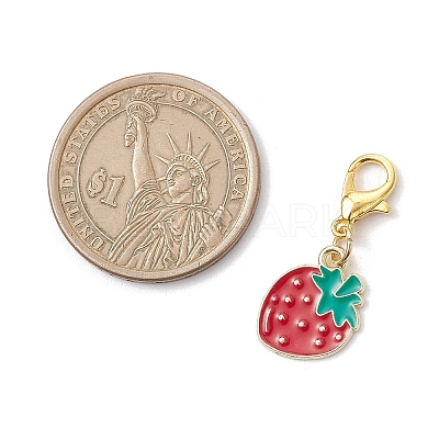 9Pcs Fruits Alloy Enamel Pendant Decorations HJEW-JM03908-1
