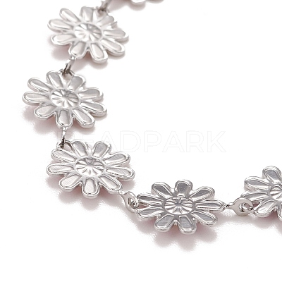 Enamel Daisy Link Chain Necklace NJEW-P220-01P-1