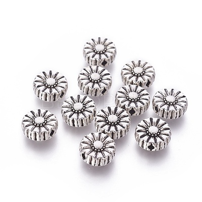 Tibetan Style Alloy Flower Beads X-TIBEP-GC190-AS-RS-1