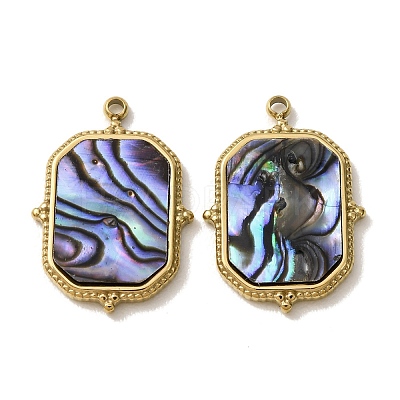 303 Stainless Steel & Natural Paua Shell Pendants SH-CBA1E47-01G-1