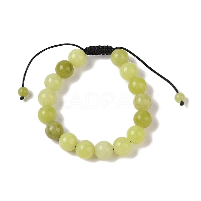 10mm Round Natural Lemon Jade Braided Bead Bracelets BJEW-C067-01C-02-1