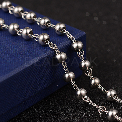 Non-Tarnish 201 Stainless Steel Rosary Bead Necklaces X-NJEW-L427-22P-1