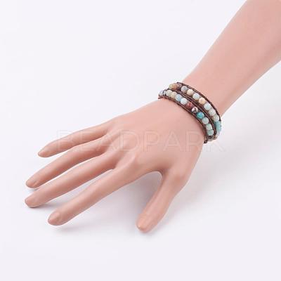 Two Loops Natural Amazonite Wrap Bracelets BJEW-JB03285-01-1
