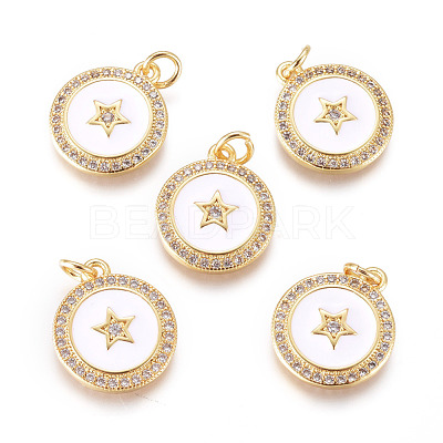 Brass Micro Pave Cubic Zirconia Pendants KK-D159-17G-1