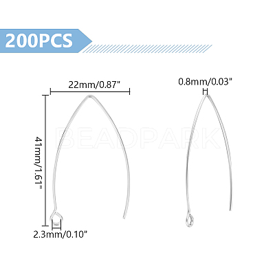 200Pcs 304 Stainless Steel Earring Hooks STAS-UN0058-49-1