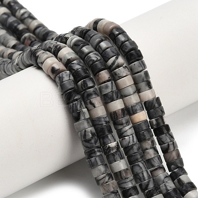 Natural Black Netstone Beads Strands G-Z110-A23-2x4mm-1