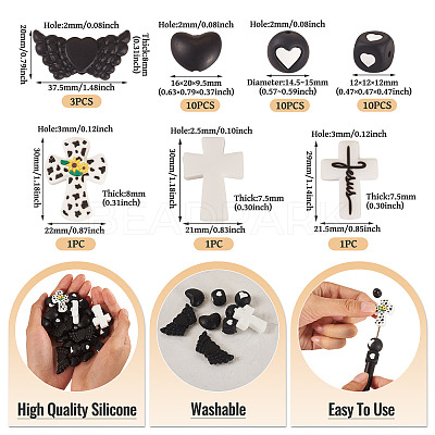 Religion Theme Food Grade Eco-Friendly Silicone Beads SIL-TA0002-97-1