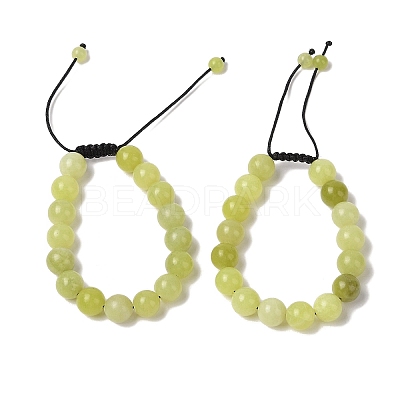 10mm Round Natural Lemon Jade Braided Bead Bracelets BJEW-C067-01C-02-1