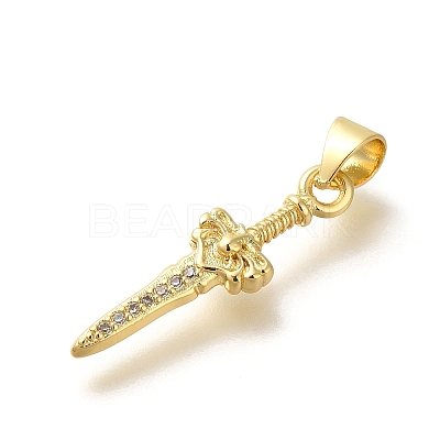 Rack Plating Brass Micro Pave Cubic Zirconia Pendants KK-Z086-52G-01-1