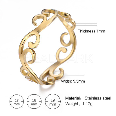 Branch 304 Stainless Steel Finger Rings FS-WG833A8-07-1