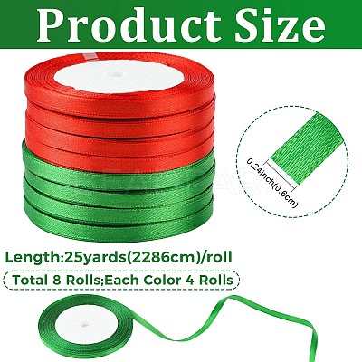 8Rolls 2 Colors Single Face Satin Ribbon OCOR-FS0001-09-1