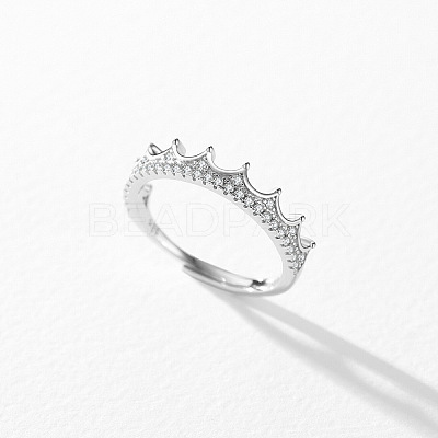 Crown 925 Sterling Silver Micro Pave Cubic Zirconia Finger Rings FS-WG8EC35-01-1