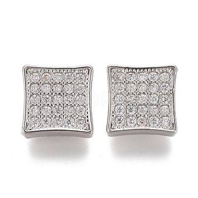 Brass Micro Pave Clear Cubic Zirconia Shank Buttons KK-H738-28P-1