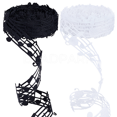20 Yards 2 Colors Polyester Hollow Lace Embossing Ribbon Tape DIY Sewing Wedding Decoration Accessories SRIB-PH0001-24-1