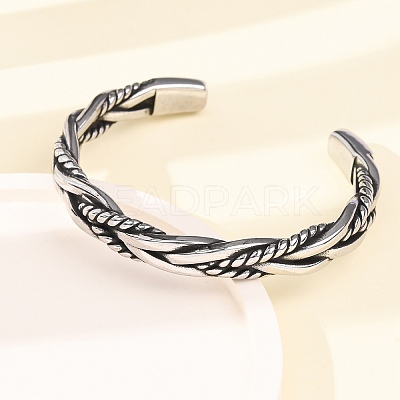 Retro 316 Surgical Stainless Steel Cuff Bangles BJEW-C142-14E-AS-1