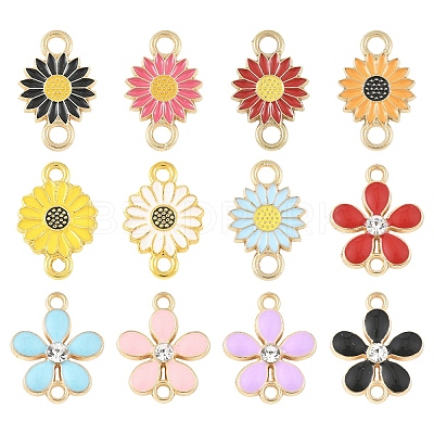 36Pcs 8 Styles Zinc Alloy Enamel Links Connectors ENAM-YW0008-48-1