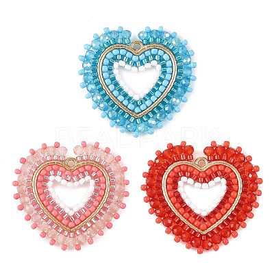 Glass Seed Beaded Pendants PALLOY-MZ01385-1