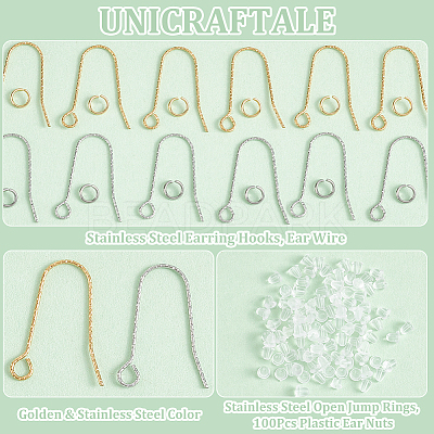 60Pcs 2 Color 316 Stainless Steel Earring Hooks STAS-UN0051-26-1