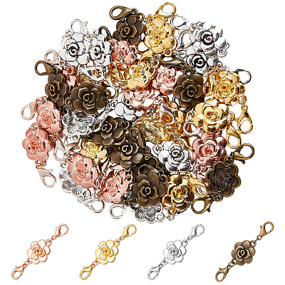 40Pcs 4 Styles Zinc Alloy Double Lobster Claw Clasps Connectors FIND-NB0003-29-1