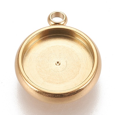 Ion Plating(IP) 304 Stainless Steel Pendant Cabochon Settings X-STAS-K202-03D-G-1