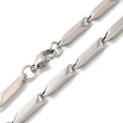 Non-Tarnish 201 Stainless Steel Rectangle Bar Link Chain Necklace NJEW-Q316-01D-P-1