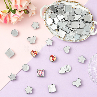 48Pcs 8 Styles Alloy Slide Charms Cabochon Settings FIND-SC0016-55A-P-1