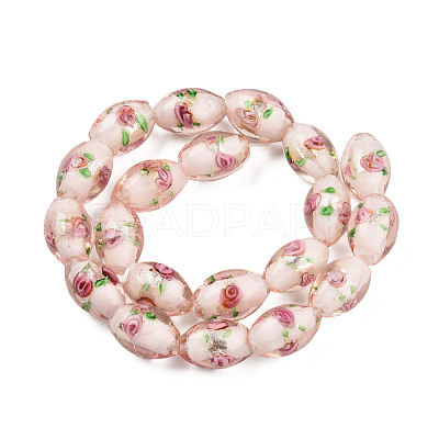 Handmade Silver Foil Glass Lampwork Beads LAMP-Q030-02O-1
