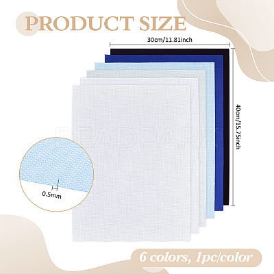 6Pcs 6 Colors Cotton Rectangle Cross-Stitch Fabric AJEW-PH0006-55-1
