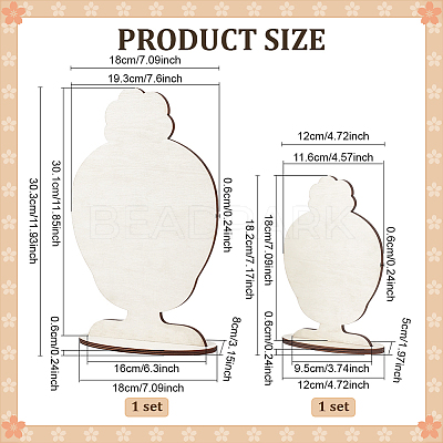 2 Bags 2 Styles Cute Girl Head Shaped Plywood Hairpin Display Rack ODIS-PH0001-94-1