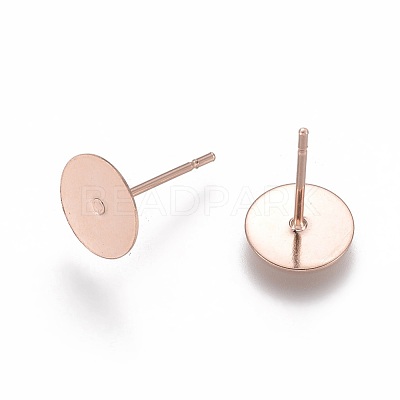 304 Stainless Steel Stud Earring Findings STAS-H436-24RG-8mm-1