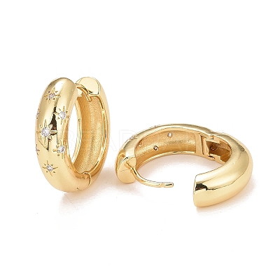 Clear Cubic Zirconia Star Hoop Earrings EJEW-C022-04G-01-1