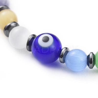 Cat Eye Beads Stretch Bracelets BJEW-JB04644-1