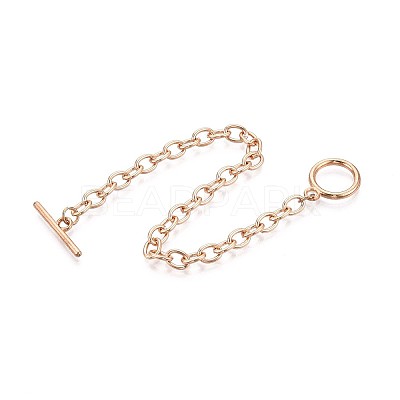 201 Stainless Steel Cable Chain Bracelets for Men Women BJEW-N036-01G-1