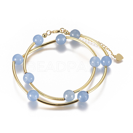 Natural Agate Wrap Bracelets BJEW-E284-04F-1