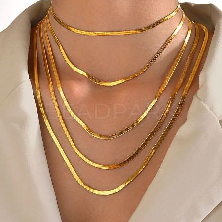 304 Stainless Steel Snake Chain Necklaces for Women WG80FEF-08-1