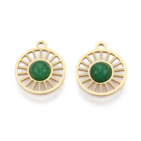 Dyed Natural White Jade Flat Round Charms STAS-N123-03G-03-1