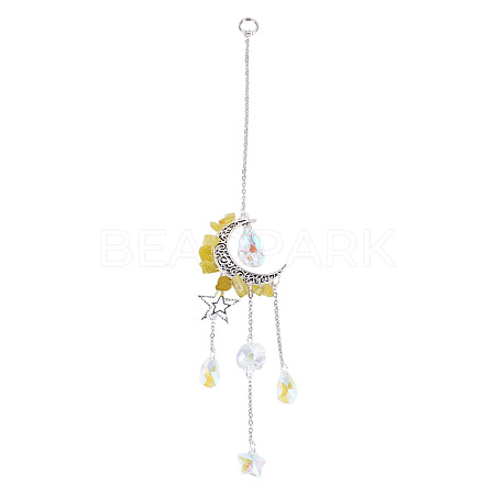 Moon & Star Alloy Hanging Ornaments HJEW-TADJ0022-1