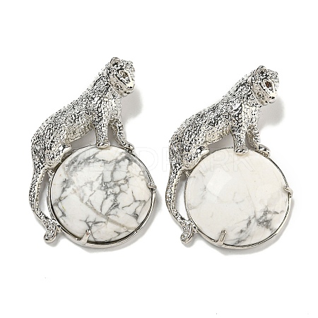 Natural Howlite Half Round Pendants G-F766-06AS-09-1