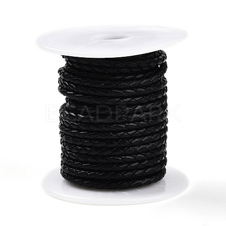 Braided Cowhide Leather Cord NWIR-N005-01C-4mm-1