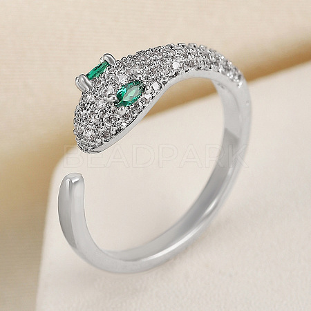 Snake Brass Micro Pave Cubic Zirconia Cuff Rings FS-WG5D2E3-03-1