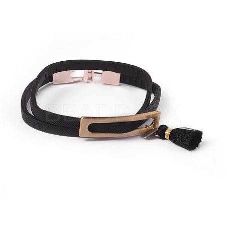 2-Loop Leather Cord Wrap Bracelets BJEW-K119-15G-1
