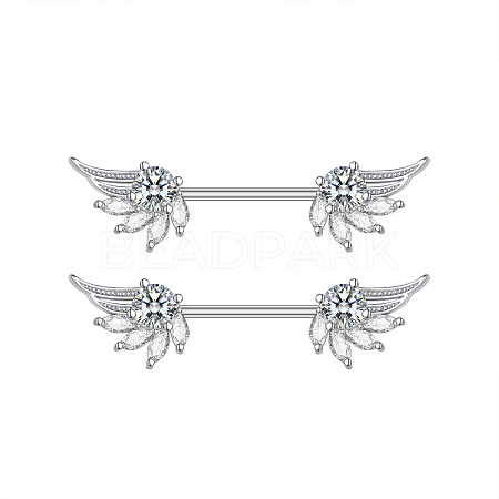 304 Stainless Steel Cubic Zirconia Nipple Rings WG0A897-01-1