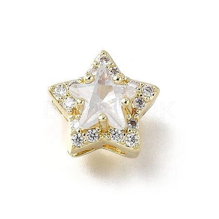Brass Micro Pave Cubic Zirconia Beads KK-D379-01G-03-1